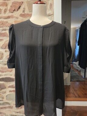 Tahari Women's Black Short-Sleeve Blouse